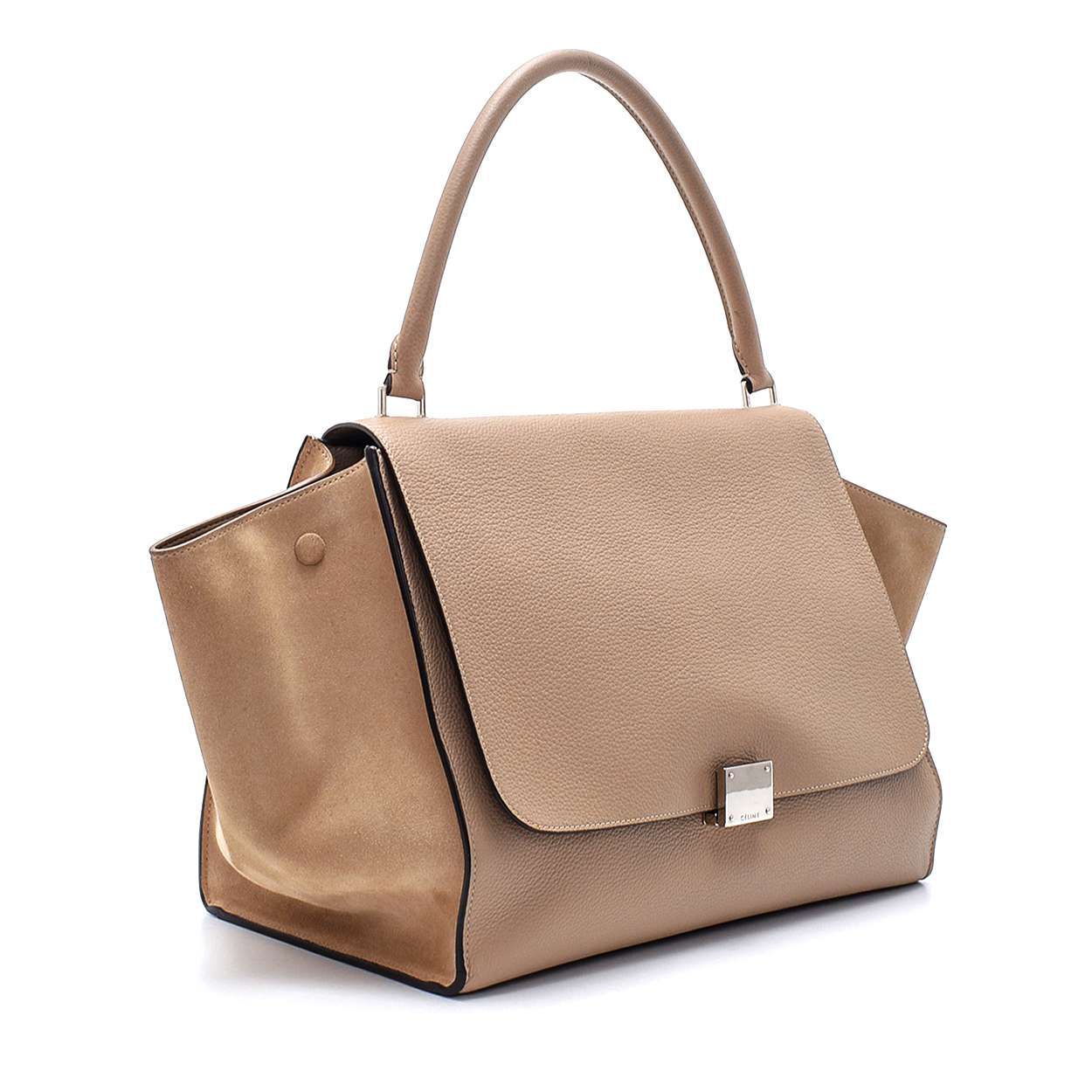 Celine Beige Suede and Leather Large Trapeze Bag